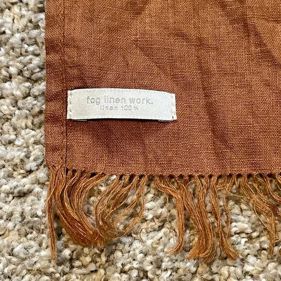Fog Linen Work Light Brown/Tan 100% Linen Scarf - Picture 3 of 3